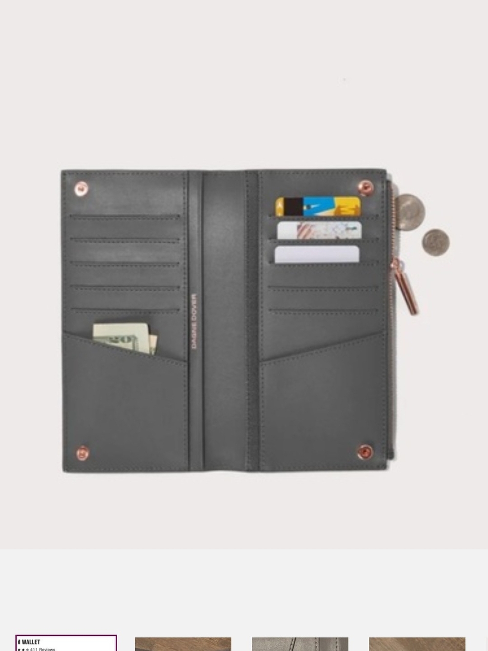 Dagne Dover Charcoal Foldable Card Organizer with Rose Gold Accents